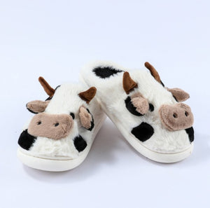 Cartoon Cow Plush Slippers