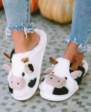 Load image into Gallery viewer, Cartoon Cow Plush Slippers
