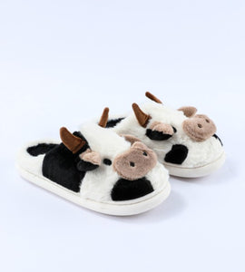 Cartoon Cow Plush Slippers