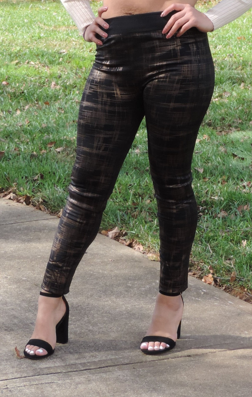 Monica Black & Gold Leggings